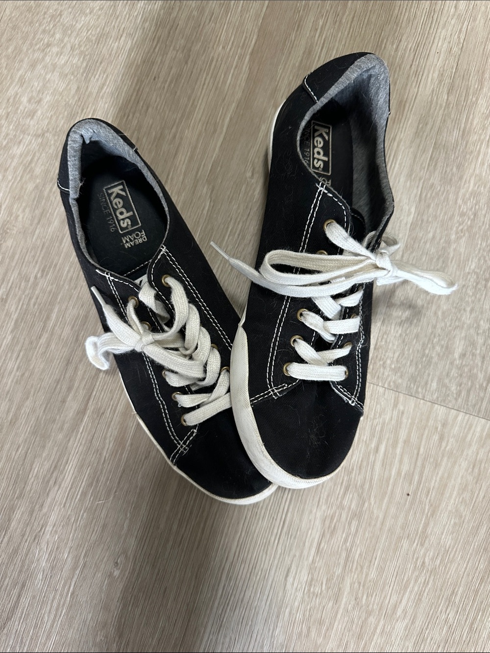 Keds Black Canvas Sneakers with White Laces
